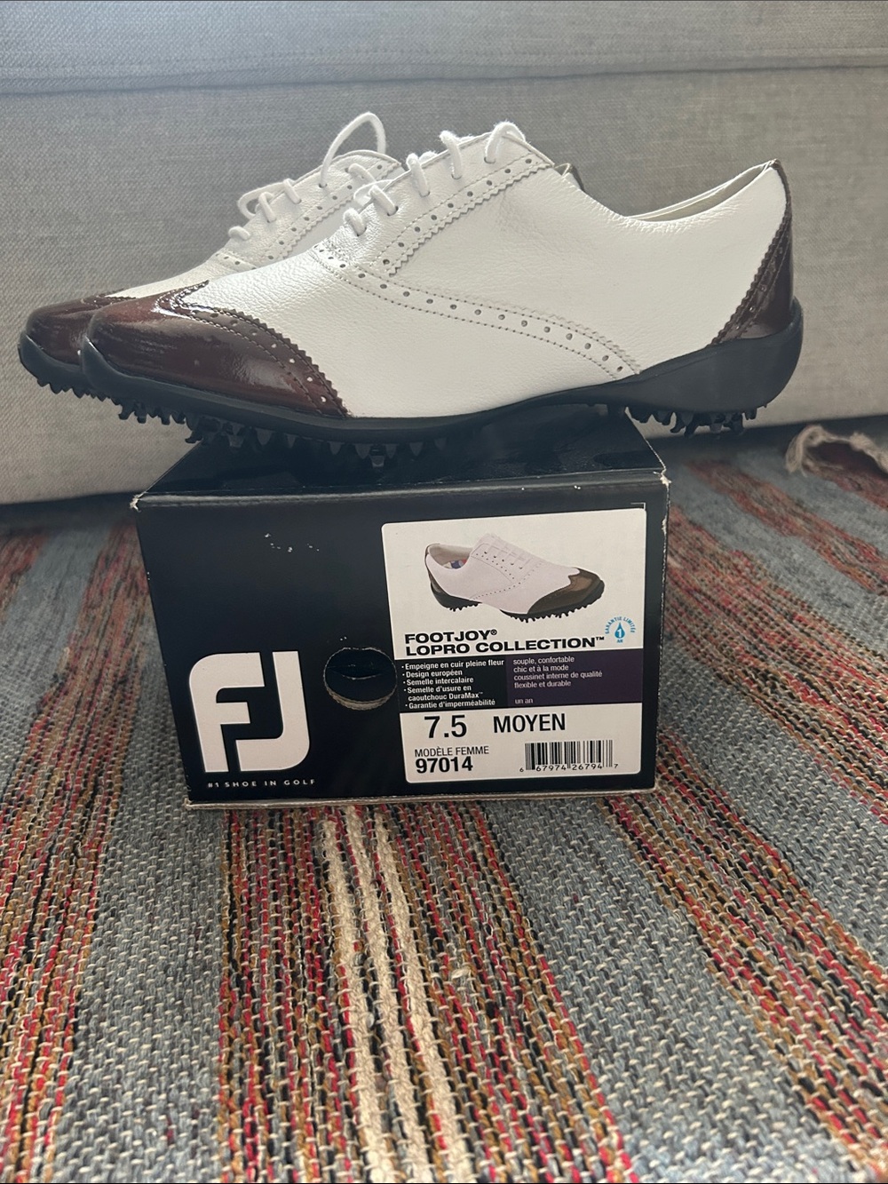 NEW FootJoy White and Brown Wingtip Golf Oxfords - Picture 2 of 6